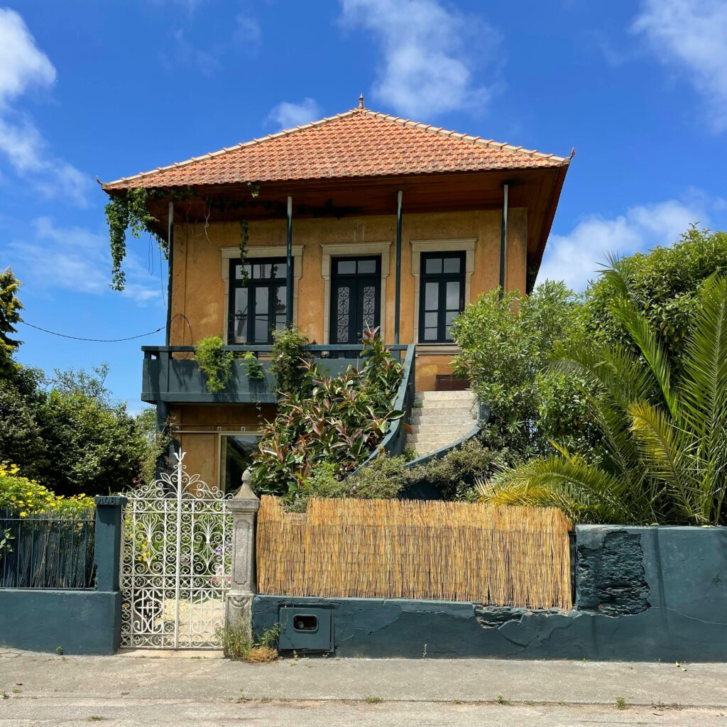 Traditional Portuguese house with garden in Cortegaça, Portugal.